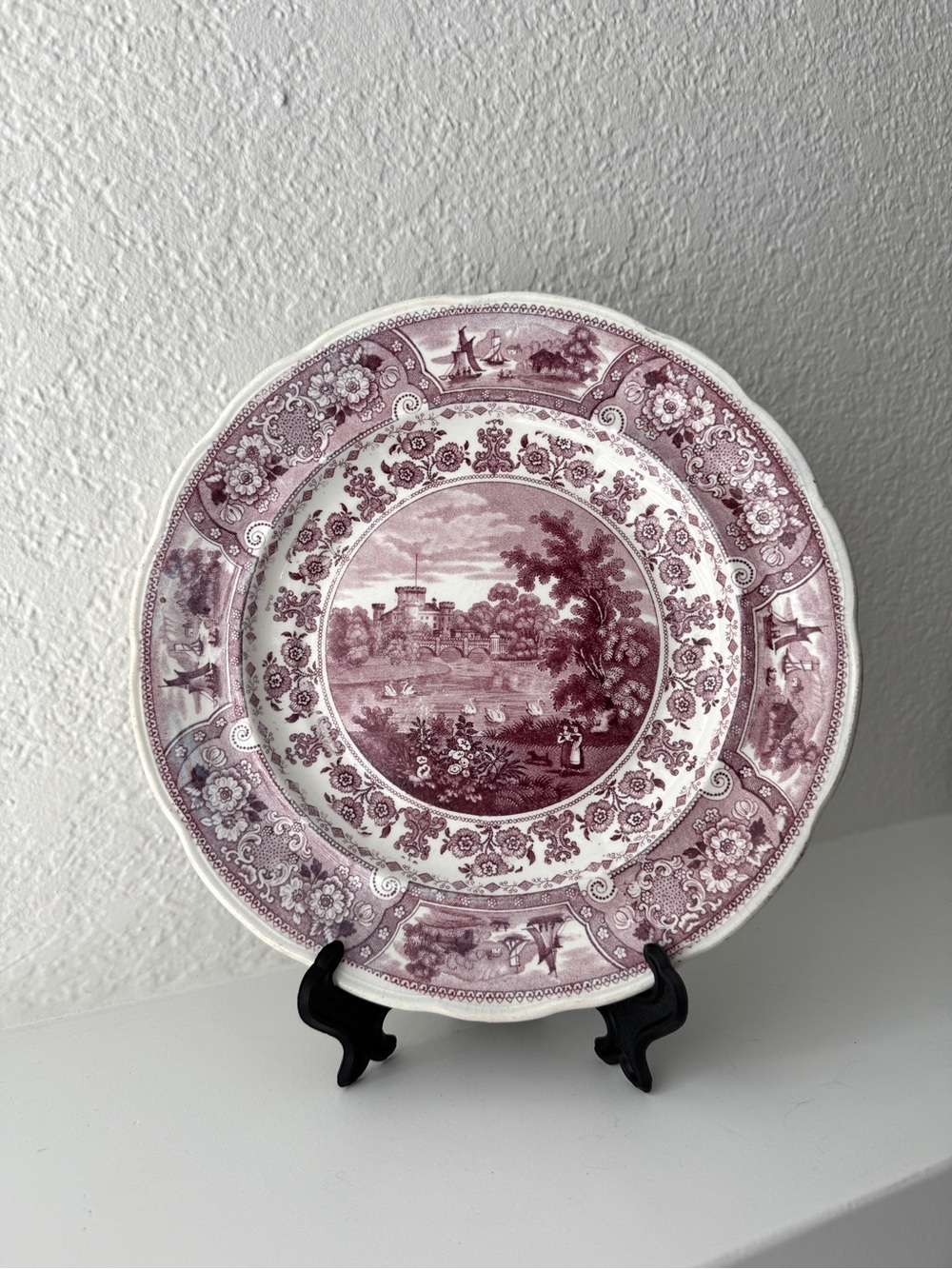 Antique 1830s Clyde Scenery Purple Transferware
Plate John & Job Jackson Staffer
